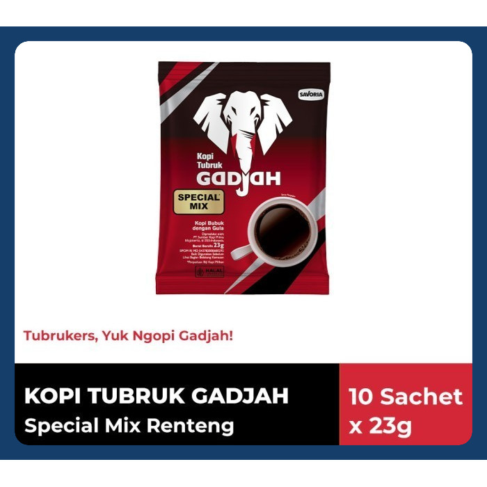 

Kopi Tubruk Gadjah Special Mix Renteng Merah - Kopi dan Gula 10 Sachet x 23 grm