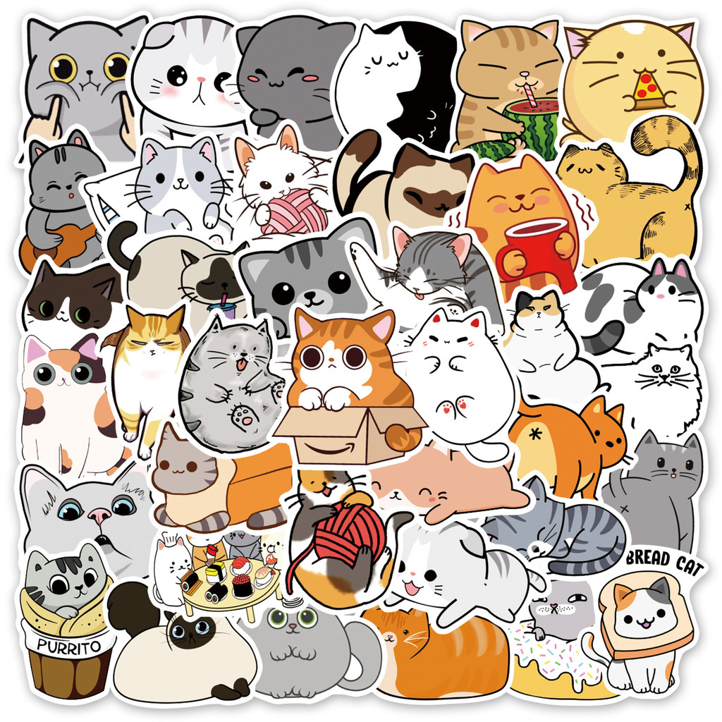 

10/30/50PCS New Trendy Japanese Cartoon Cute Cat Graffiti Helmet Cup DIY Waterproof PVC Graffiti Sticker PersonaliToys Wholesale