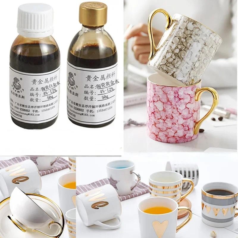 

10g/bottle Ceramic Gold Water 4%-12% Content Metal Pigments DIY Pottery Craft Products Enamel Depiction Gold Decorative Paint