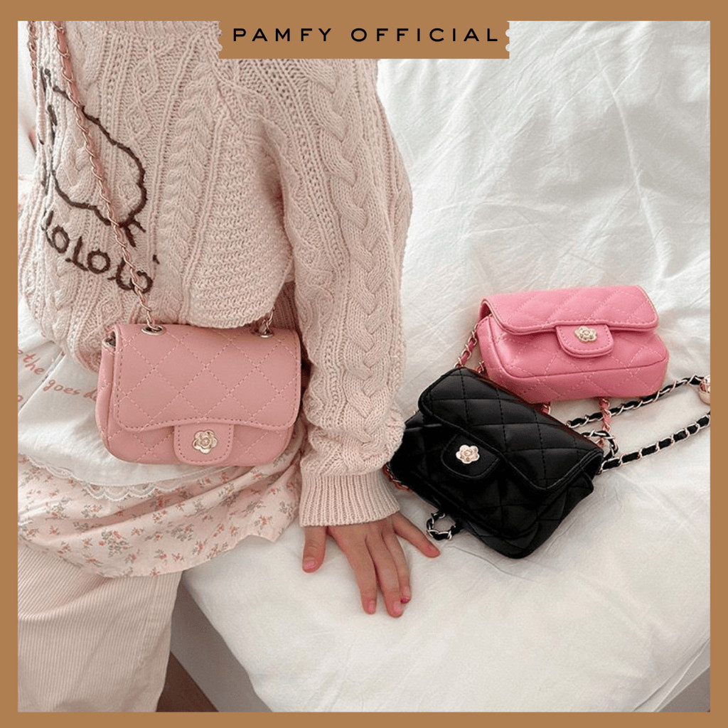 Tas Fashion Korea Selempang Jalan Jalan Anak Bag Bahu Lucu Perempuan / Tas Wanita Ch*nel Import