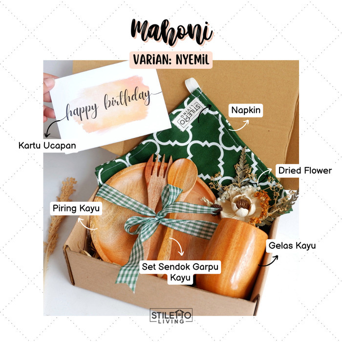

MAHONI - Hampers Kado Nikah Alat Makan Kayu Parcel Lebaran Seserahan - nyemil