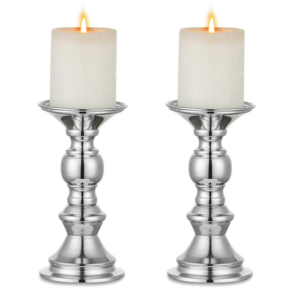 

2 Pcs Pillar Candle Holders, Wedding Centerpieces Metal Candle Holder Candles Stand Decoration Ideal for Weddings Special Events