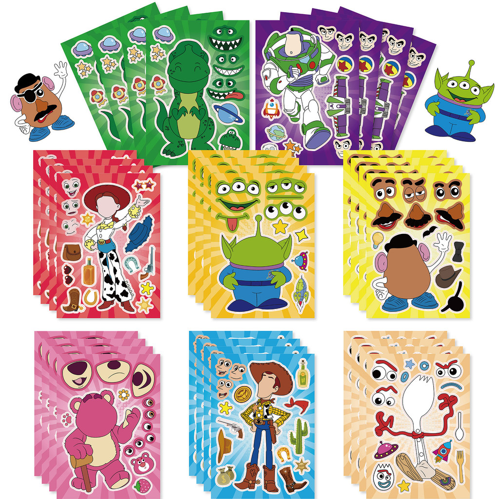 

8/16 Pcs Disney Toy Story Make a Face Puzzle Stickers Party Supplies DIY Cartoon Sticker DIY Cartoon Sticker Party Favors