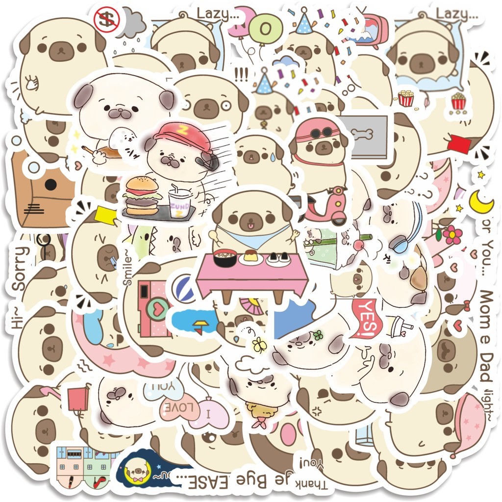 

COD 50 Pcs Stiker Cute Pug Funny Dog V5 Lucu Anti Air Untuk Dekorasi Notebook Sepeda Skateboard Handphone