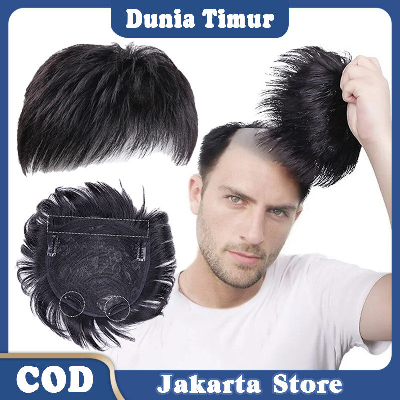 2025 Hairclip Pria Wig Pria Rambut Asli Rambut Palsu Pria Botak Rambut Simulasi
