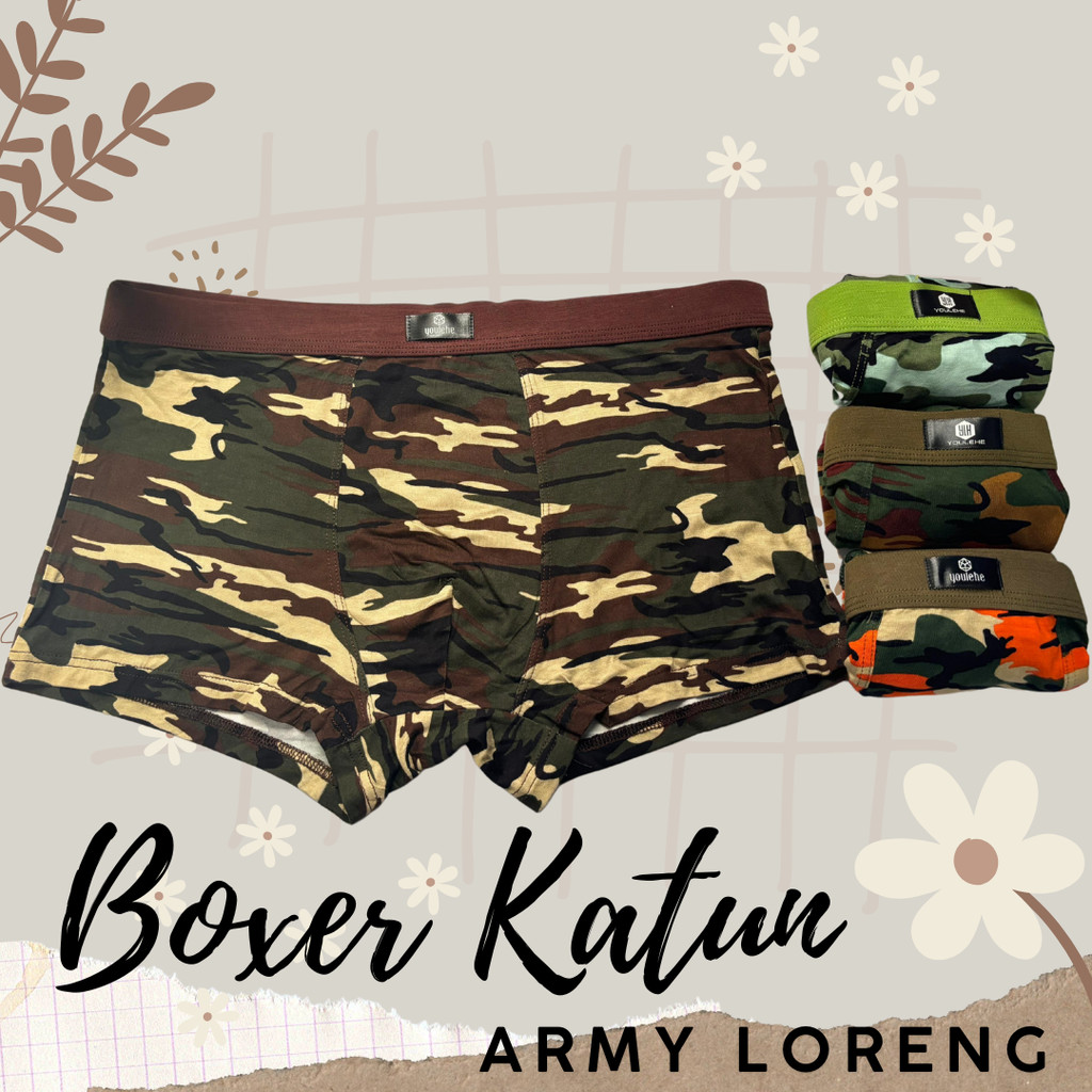 Cd Pria Dalaman Motif Loreng Sempak Celana Dalam Boxer Bahan Katun Lembut Halus