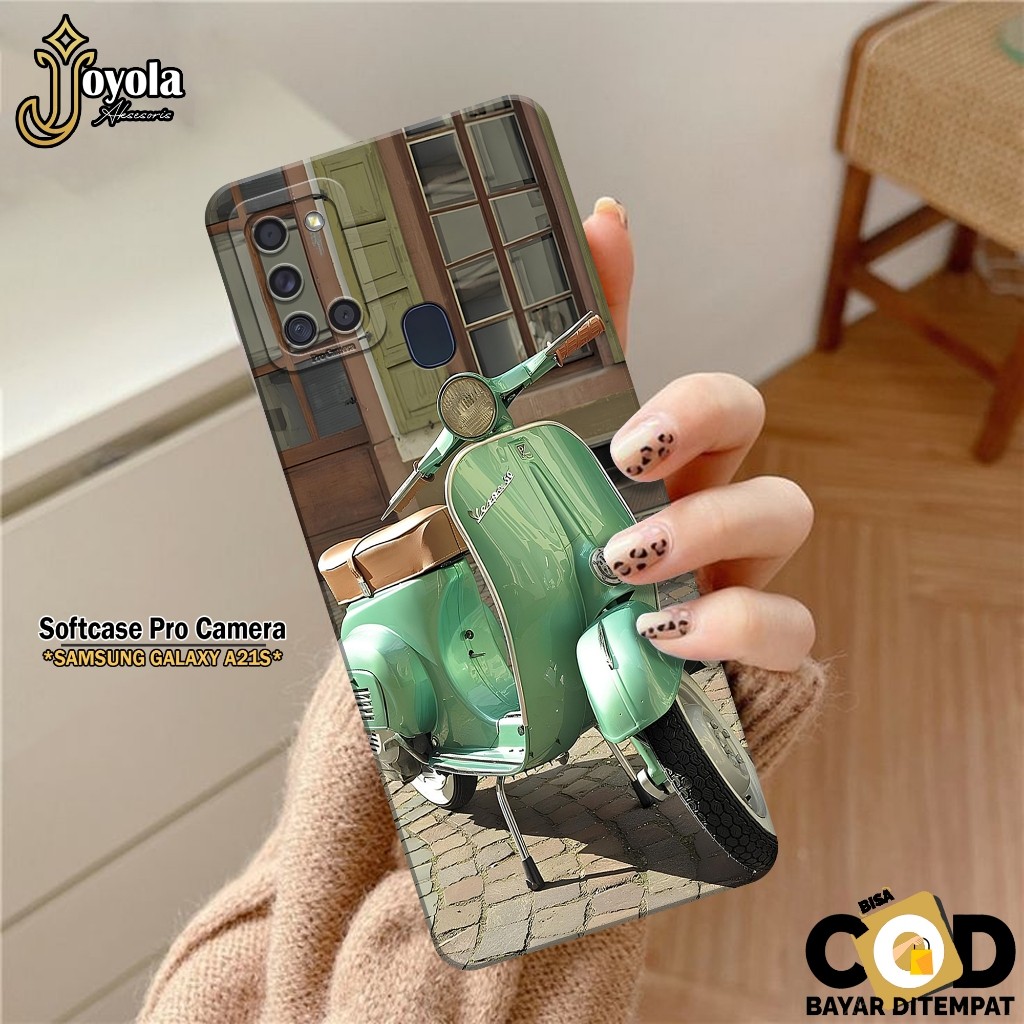 JOYOLA Case Samsung Galaxy A21S - Fahion Case Vespa - Softcase Samsung Galaxy A21S - Pro Camera - Ca