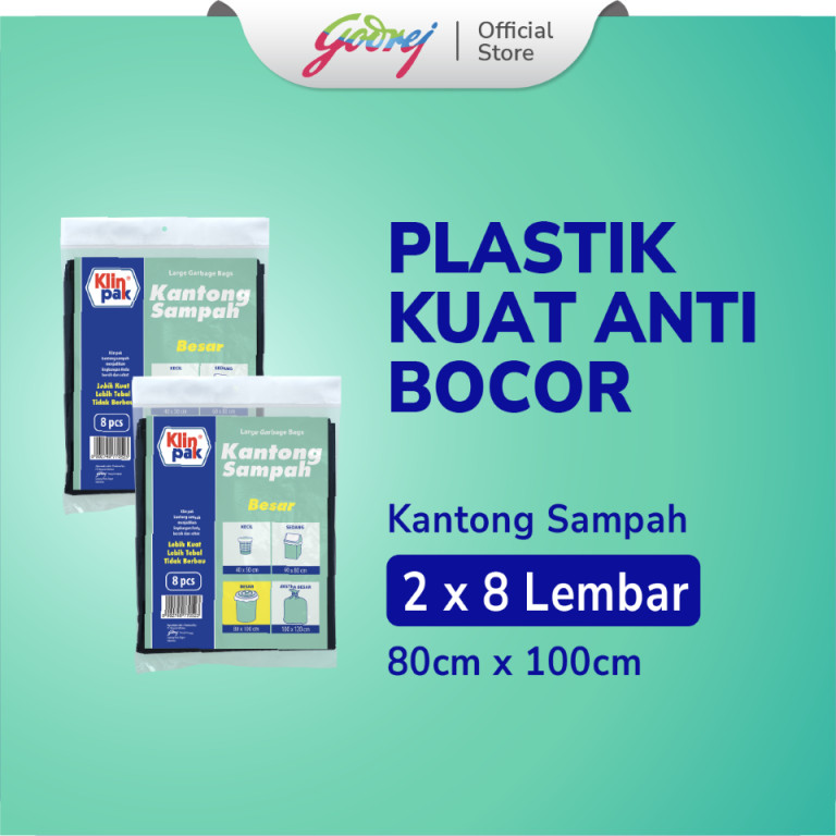 Klinpak Kantong Sampah Besar 80cm X 100cm Isi 8 Pcs x2