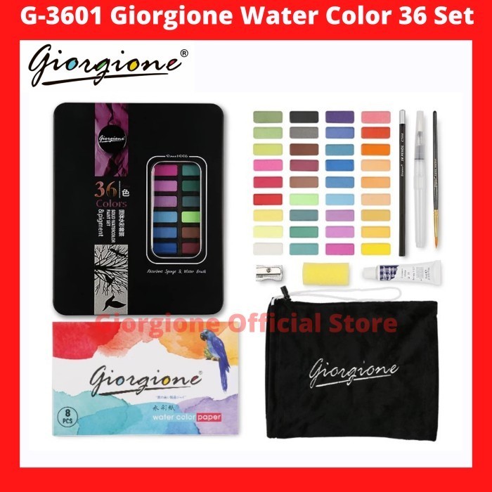 

G-3601 Giorgione Water Color Set 36 Warna Kuas Lukis Cat Air Solid - G-3606 Hitam