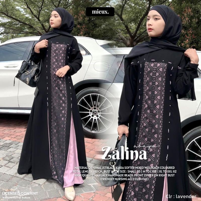 ZALINA ABAYA JETBLACK MIX WOLPEACH BY MIEUX