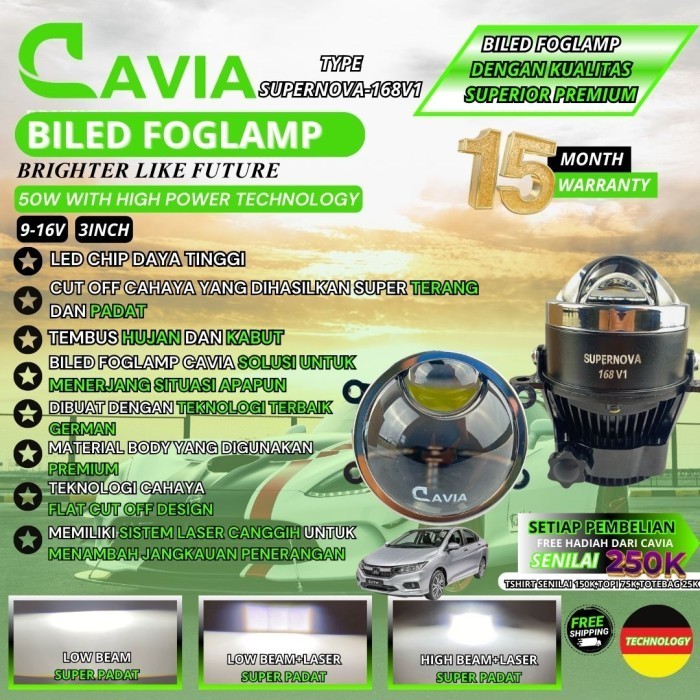 CAVIA-PREMIUM LAMPU BILED LED FOGLAMP PROJECTOR MOBIL HONDA CITY