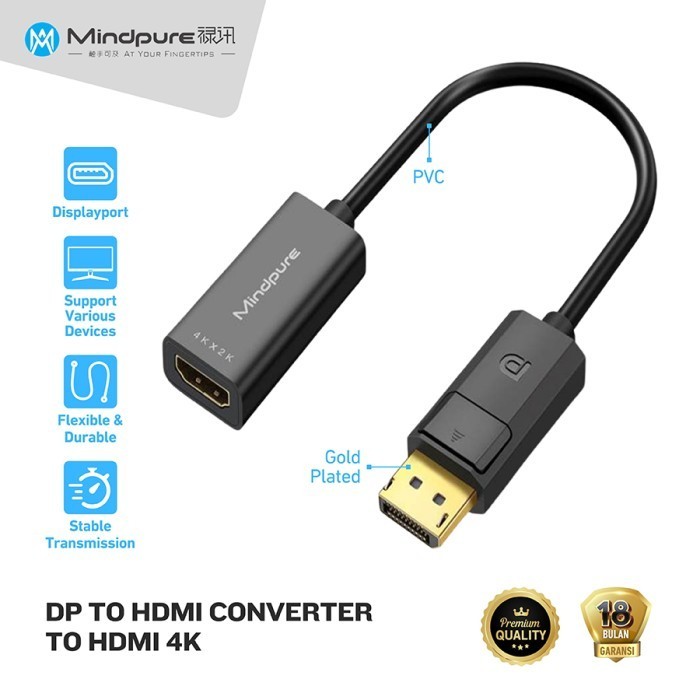 Display Port to HDMI Converter DP to HDMI 4K