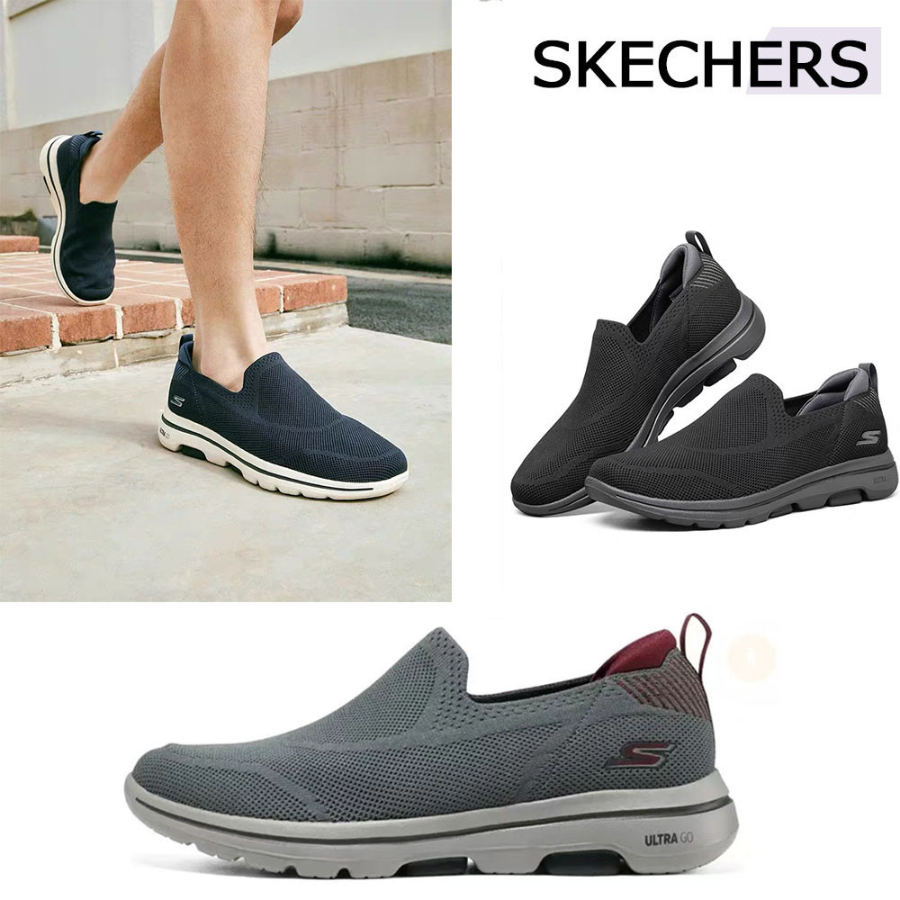 SKECHERS new kasual sepatu 2023 casual sepatu pria hitam  slip on cowok  rajut pria shoes