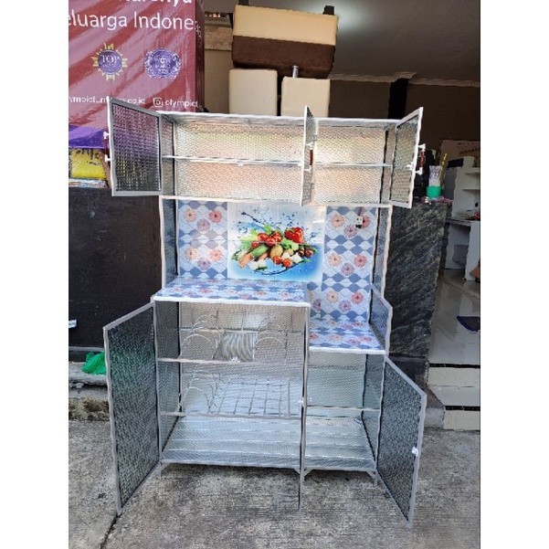(COD) Rak Piring 3 Pintu Full Rak / Rak Dapur Minimalis / Lemari Dapur Termurah Terlaris Cirebon Kun