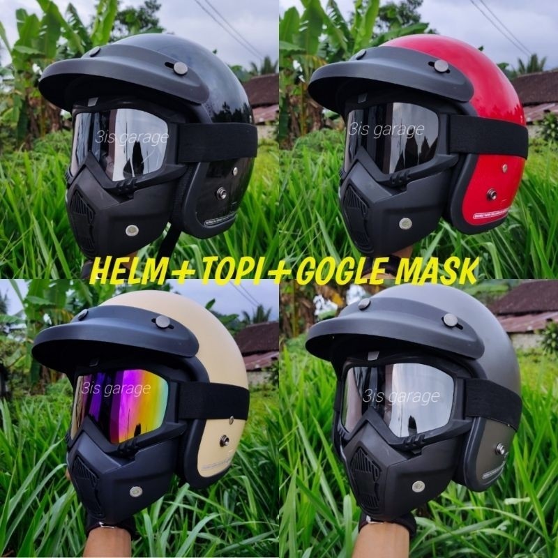 PROMO HELM RETRO BOGO GOGLE MASK TOPENG