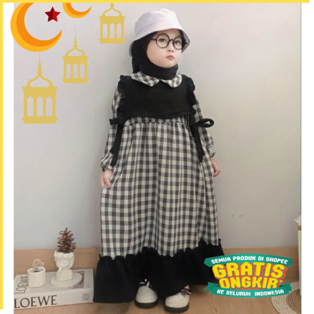 GAMIS SYAFIA // Baju Gamis Muslim Anak Perempuan 1-6 Tahun/Maron merah bata red anak tanggng