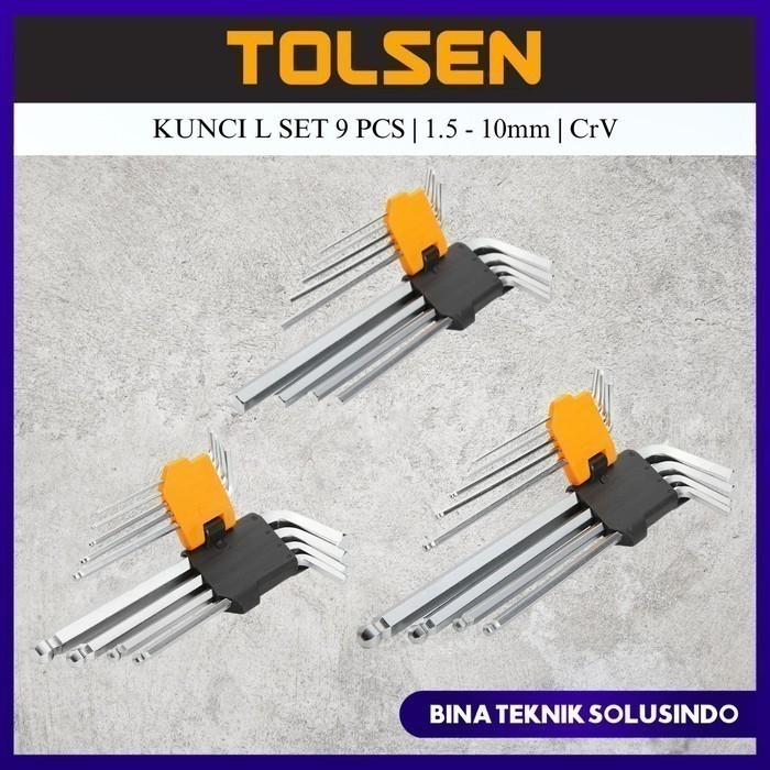 TOLSEN Kunci L Set 9 Pcs 1.5-10mm CrV