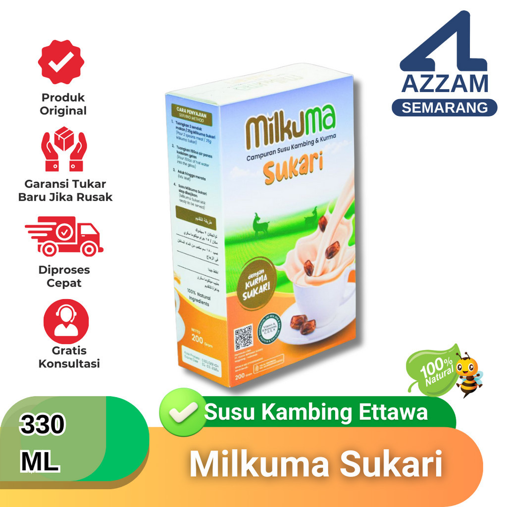 

Susu Kambing ETTAWA MILKUMA Plus Kurma Sukari Daun Kelor Katuk