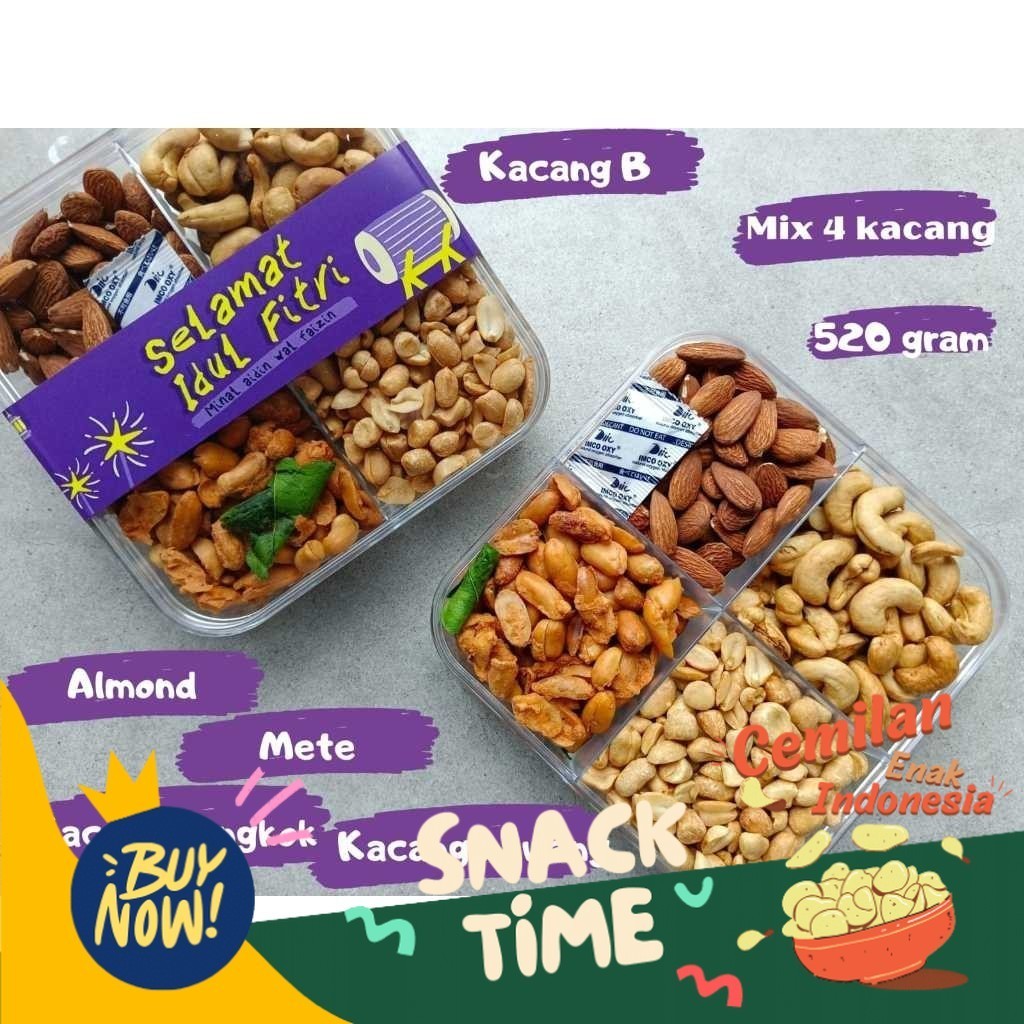 

Special Diskon Hampers Kacang Mix (Almond, Kacang Bangkok, Kacang Bawang, Mete)