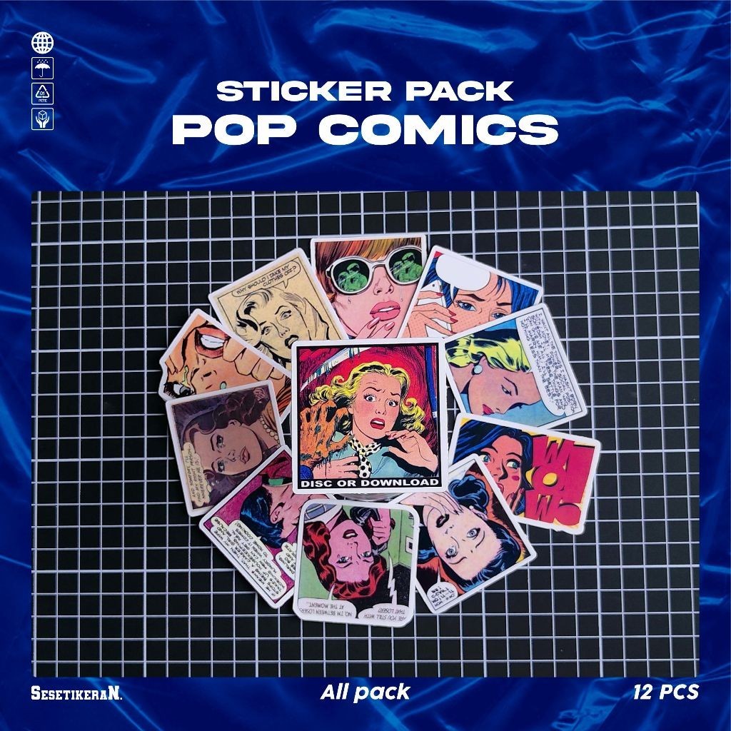 

COD✨ Sesetikeran Stiker Pack Pop Comics Colorfull Keren Untuk Koper Laptop Skateboard