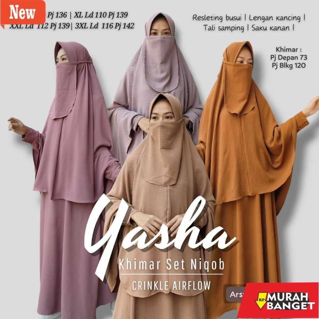 Gamis yang terbaru- Gamis Set Hijab Syari terbaru Bahan Crinkle Airflow Premium Elegan Simple | Dres