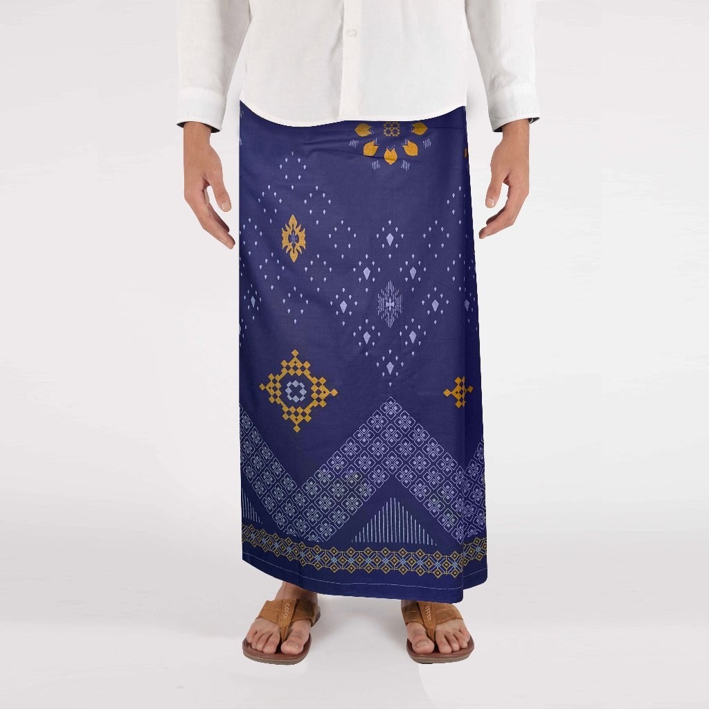 BIGSALEE RAMADHAN 100% ORIGINAL PREMIUM Sarung Mangga Gold Kembang Nusantara Batik Biru