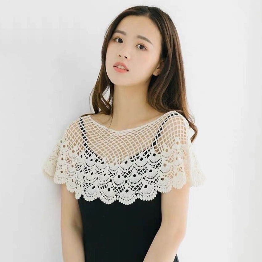 Fake Collar Wanita Kerah Palsu Baju Instan Korean Style Kerah Lebar Bordir