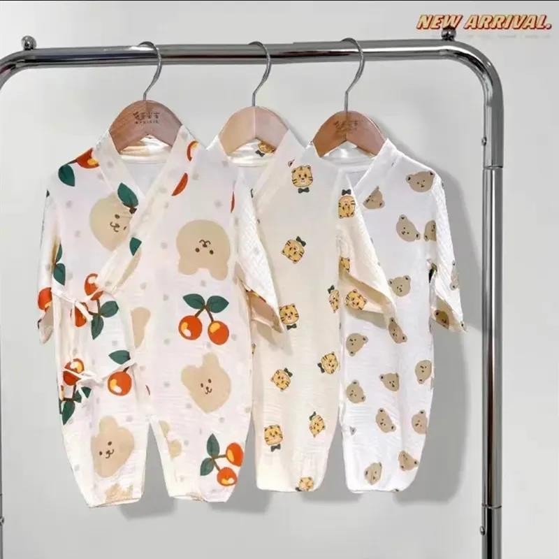 Baby jumpsuit, thin and pure cotton gauze, summer baby air-conditioned clothes, pajamas, newborn clo