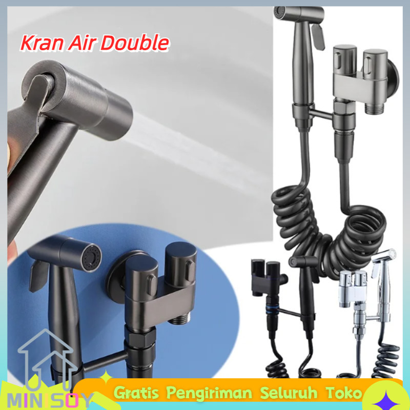 【COD】Jet Shower Kran Cabang 2on/Off Kran Cabang SUS 304 Dan Jet Shower Kran Air Double Kran Washing 