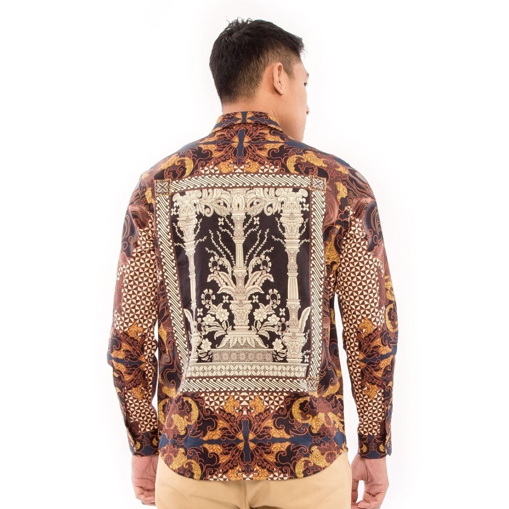 MOC Kemeja Batik Lengan Panjang Pria Modern Fit BHOKO-BROWN - XXL