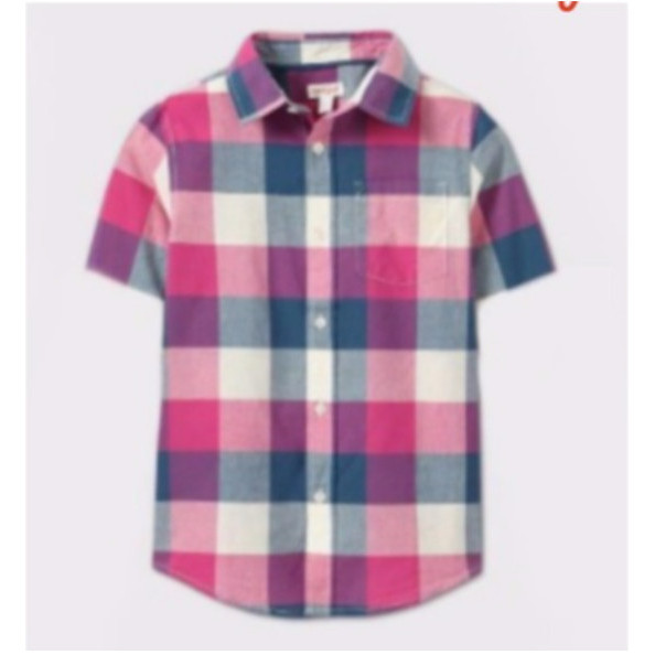 BAJU KEMEJA CAT&JACK SQUARE PINK ANAK LAKI LAKI