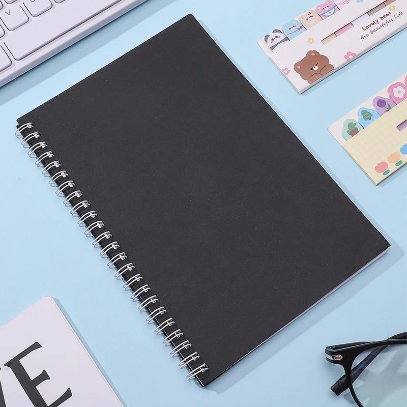 

50sheets Portable Solid Color Spiral Book Coil Notebook To-Do Blank Grid Notebook Office School Supplies Stationery Accessories