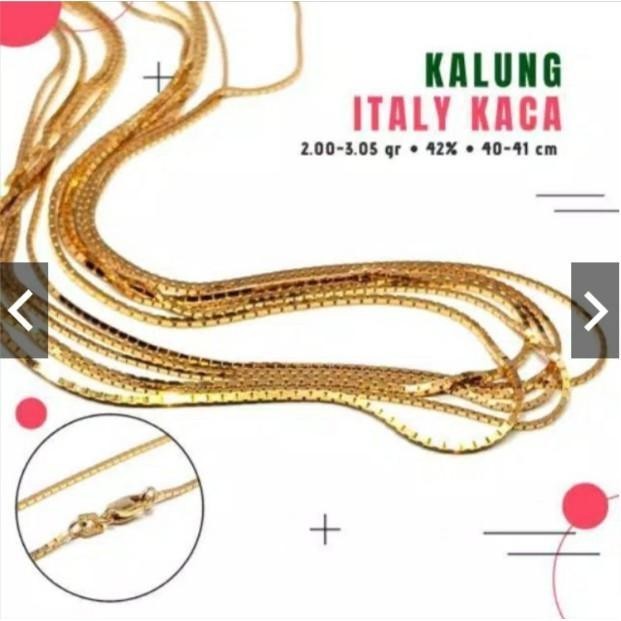 ScF Collection kalung perak italy kaca sepuh emas warna rose gold 5gr #ac