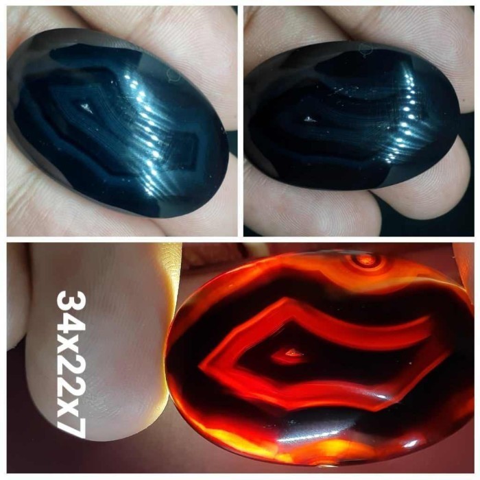 Natural Batu Akik Motif Gambar Yaman Wulung Hitam Black Unik Antik 12
