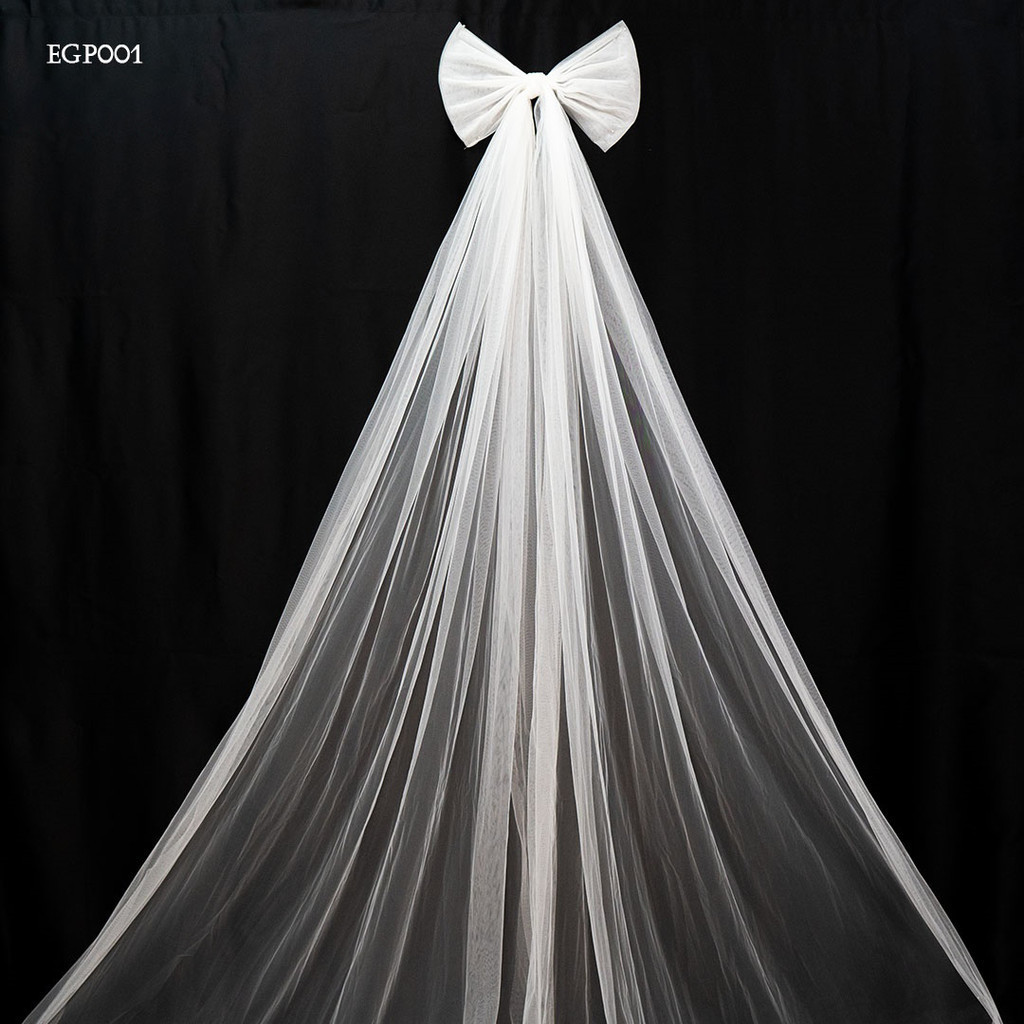 Ekor Gaun Pengantin Tile Polos Putih Aksesoris Pita Tile 3 Meter Egp001