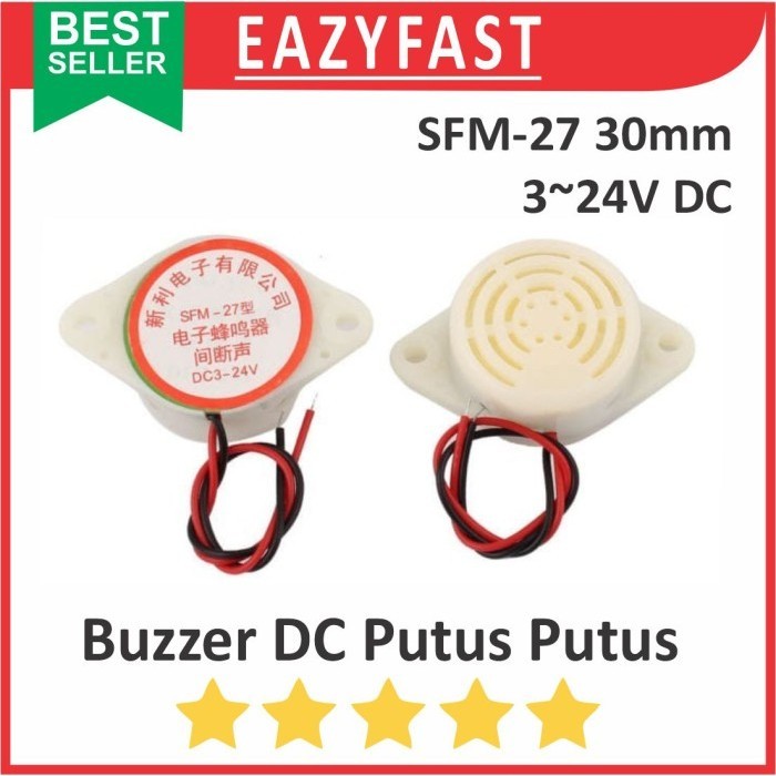 Speaker Buzzer Aktif Putus Putus SFM-27 30mm 3-24 Volt DC Active Beep Alarm High Decibel High Qualit
