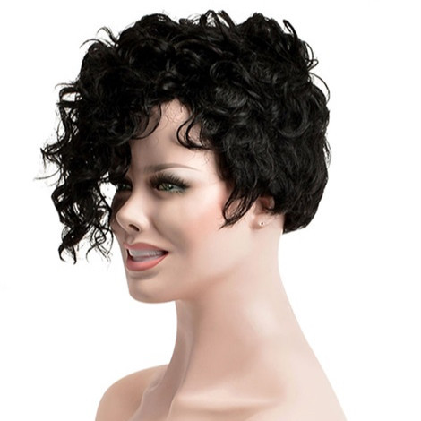 Wig Rambut Sintetis Pendek Ikal Pixie Panas