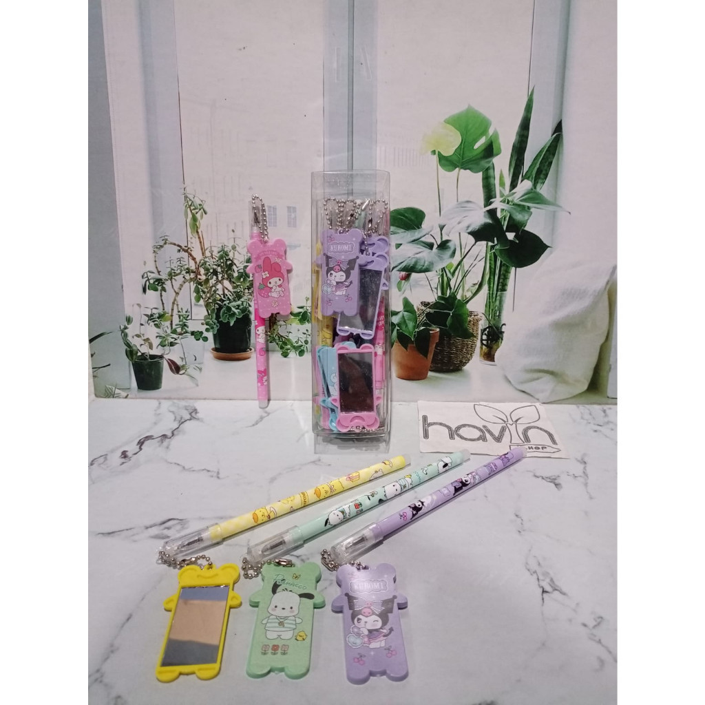 

HJK (12pc) PENA BALLPEN PEN GEL motif gantung CERMIN SANRIO