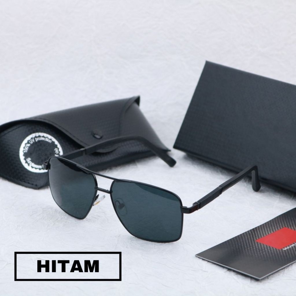 Kacamata Hitam【RB9713】 Matahari Anti UV Kacamata Fashion Pria Remaja lansia bisa pakai Sunglasses Le