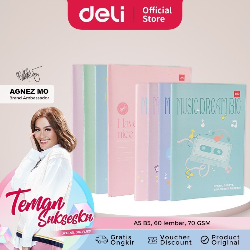 

Bobomart Notebook / Buku Tulis Ukuran B5 60 Lbr [ Edisi AGNEZ MO ] Deli - EN027