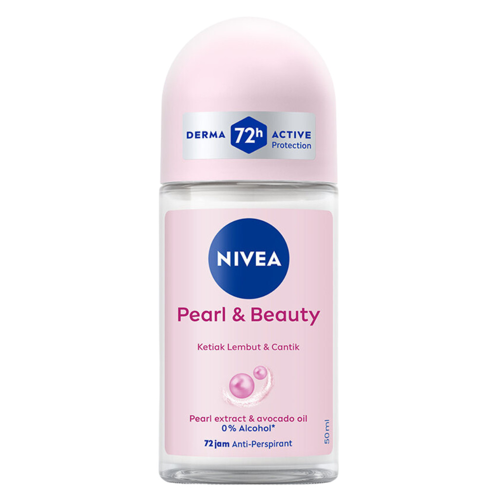 NIVEA Deodorant Roll On Pearl & Beauty 50ml – Deodoran Wanita Brightening dengan Ekstrak Mutiara & A