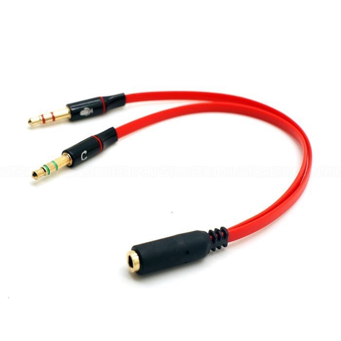 Mic Speaker Audio Combiner Male Input Female Output Mikrofon PC Laptop
