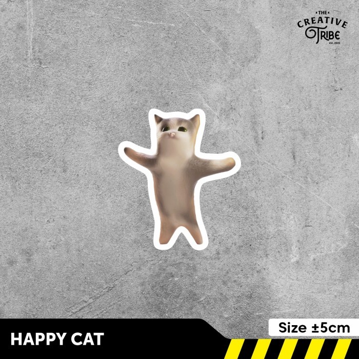 

Meme Cat - Sticker Vinyl Die Cut - Stiker Laptop Kucing Happy - Happy Cat, St Die Cut