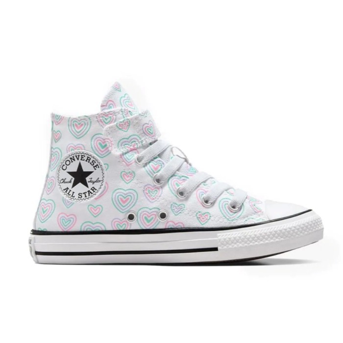 Sepatu Sneakers Anak Converse CT AS High Hearts Easy On White Oops Pink White Original A08377C
