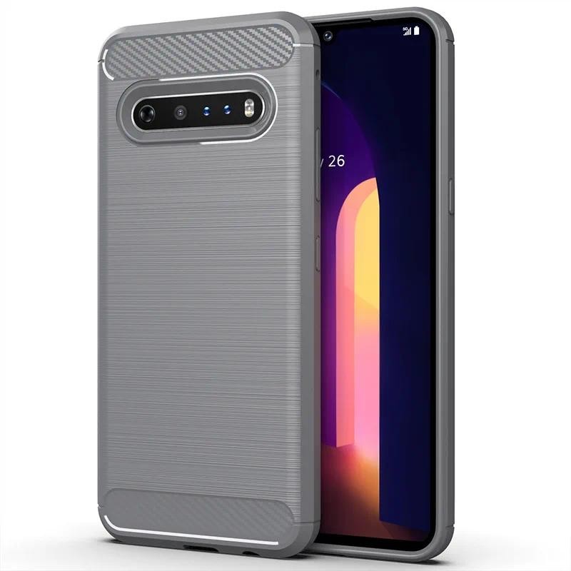 For LG V60 ThinQ 5G lg v60 lgv60 thinq case casing Soft Silicone Carbon Fiber Back cover