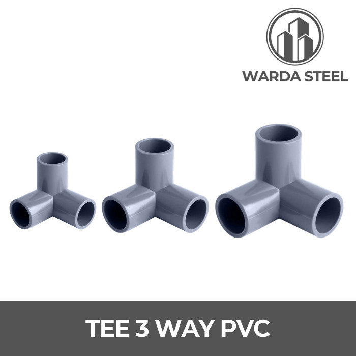 Tee Elbow 3 Way 90 deg PVC - T Siku Sambungan Pipa Cabang 3 Arah 1/2, 3/4, 1 Inch