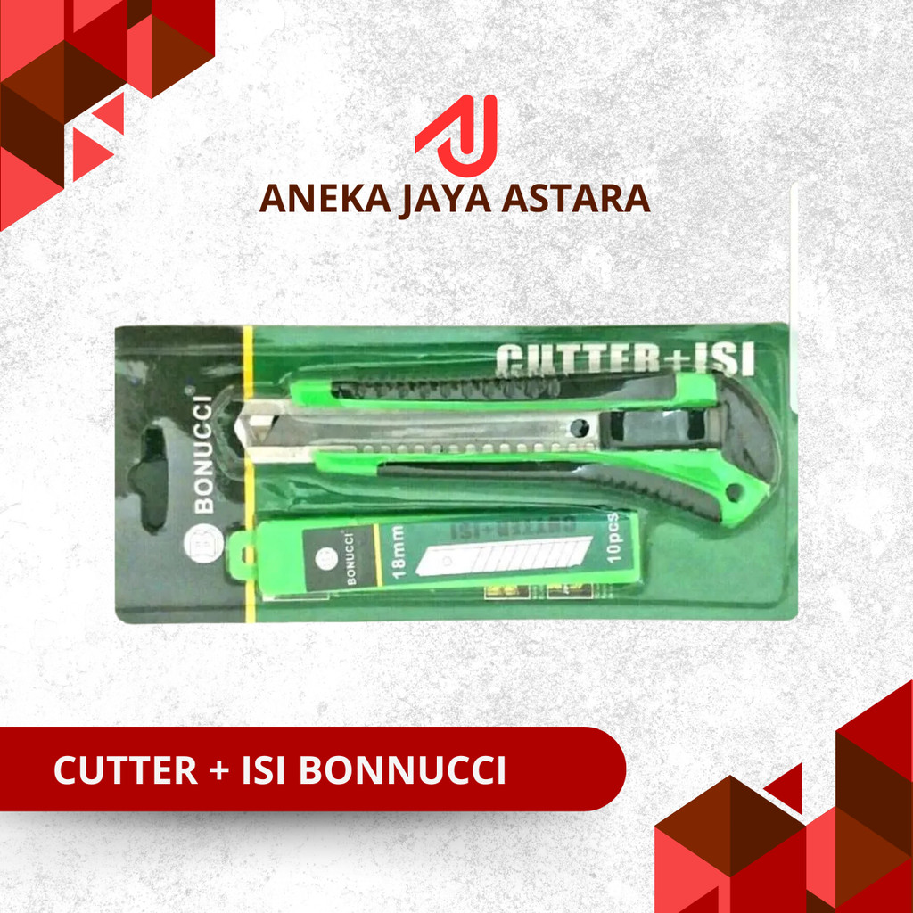 

BONUCCI Pisau Cutter 18mm + Isi Ulang 10 Pcs