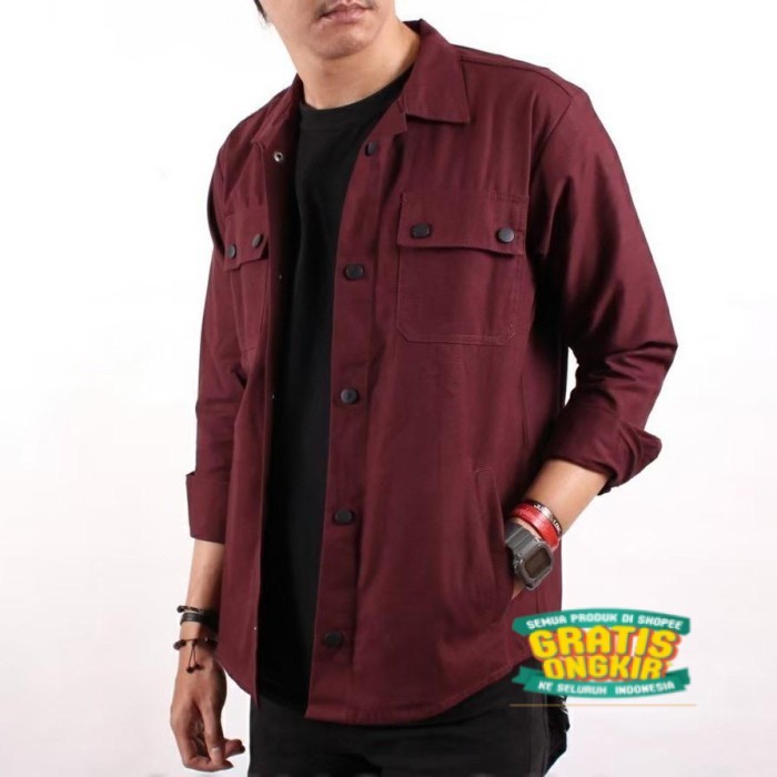 TPK/Semi Parka Kemeja Parka Pria Original Distro Bandung - Maroon, M/ bsar jumbo mantel jashujan
