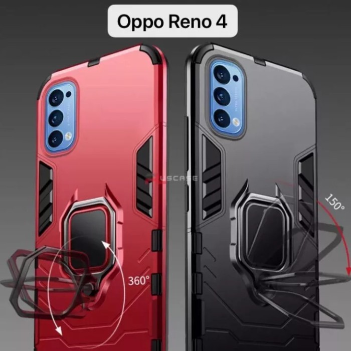 CASE OPPO RENO 4 ROBOT ARMOR IRING STANDING CASE #SNWIRC