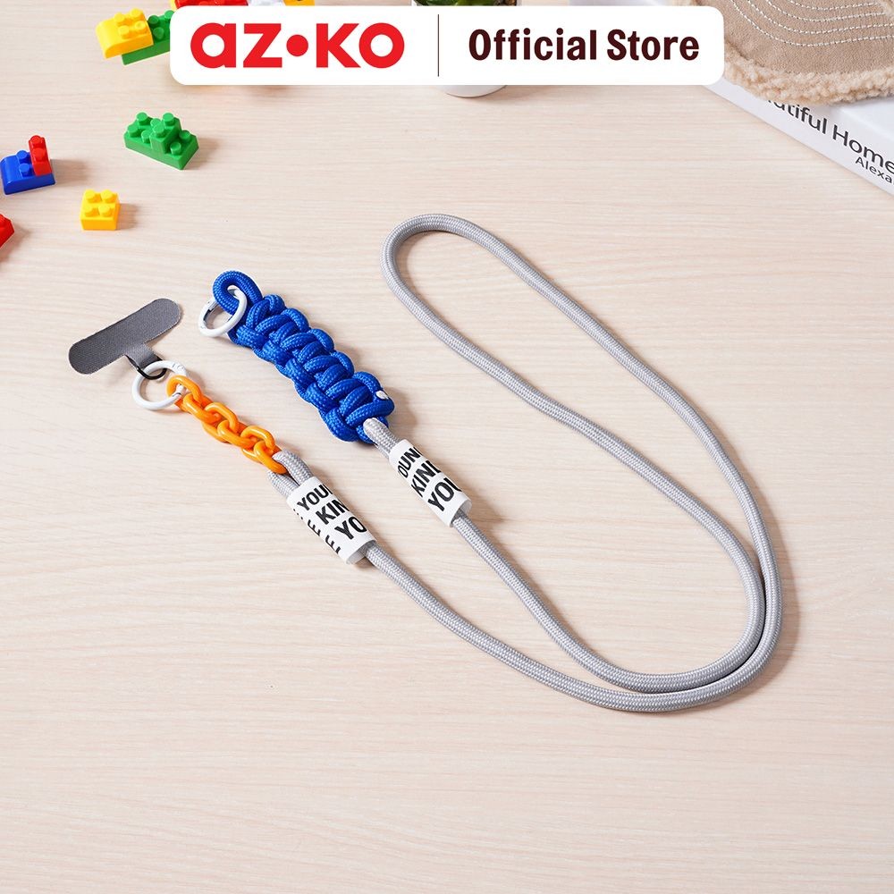 AZKO Ataru Lanyard Color Block Strap - Abu-Abu/Biru tali leher name tag id card kartu akses gantunga